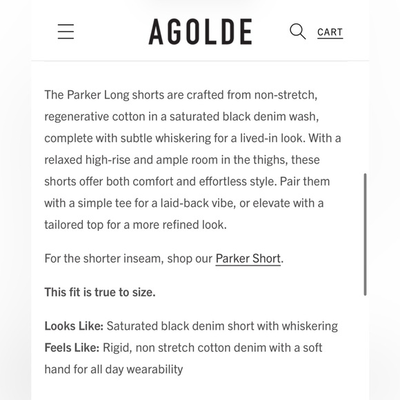 AGOLDE Parker Long Short in Black NWT Sz 25 - Picture 5 of 12